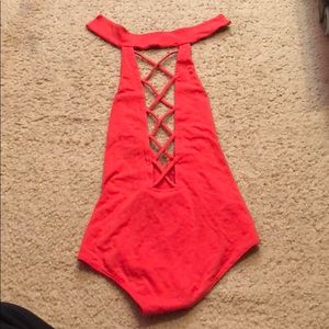 Red Express front cross bodysuit